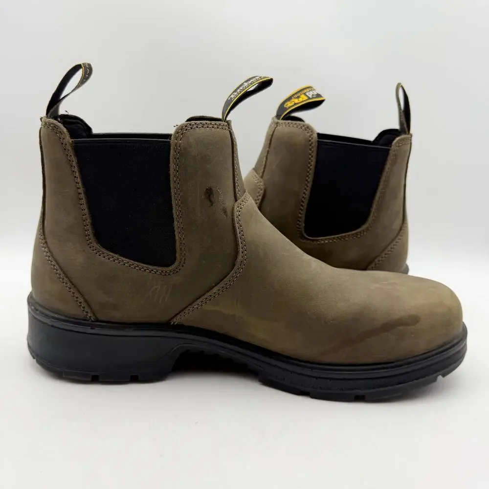 Timberland Pro Mens Nashoba Work Boots 7.5 Brown WP EH Comp Toe Pull-On EUC